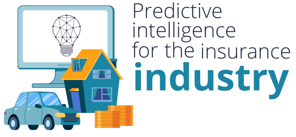 MLP-Predictive-Intelligence Car, house, computer screen icons and text:Predictive intelligence for the insurance industry